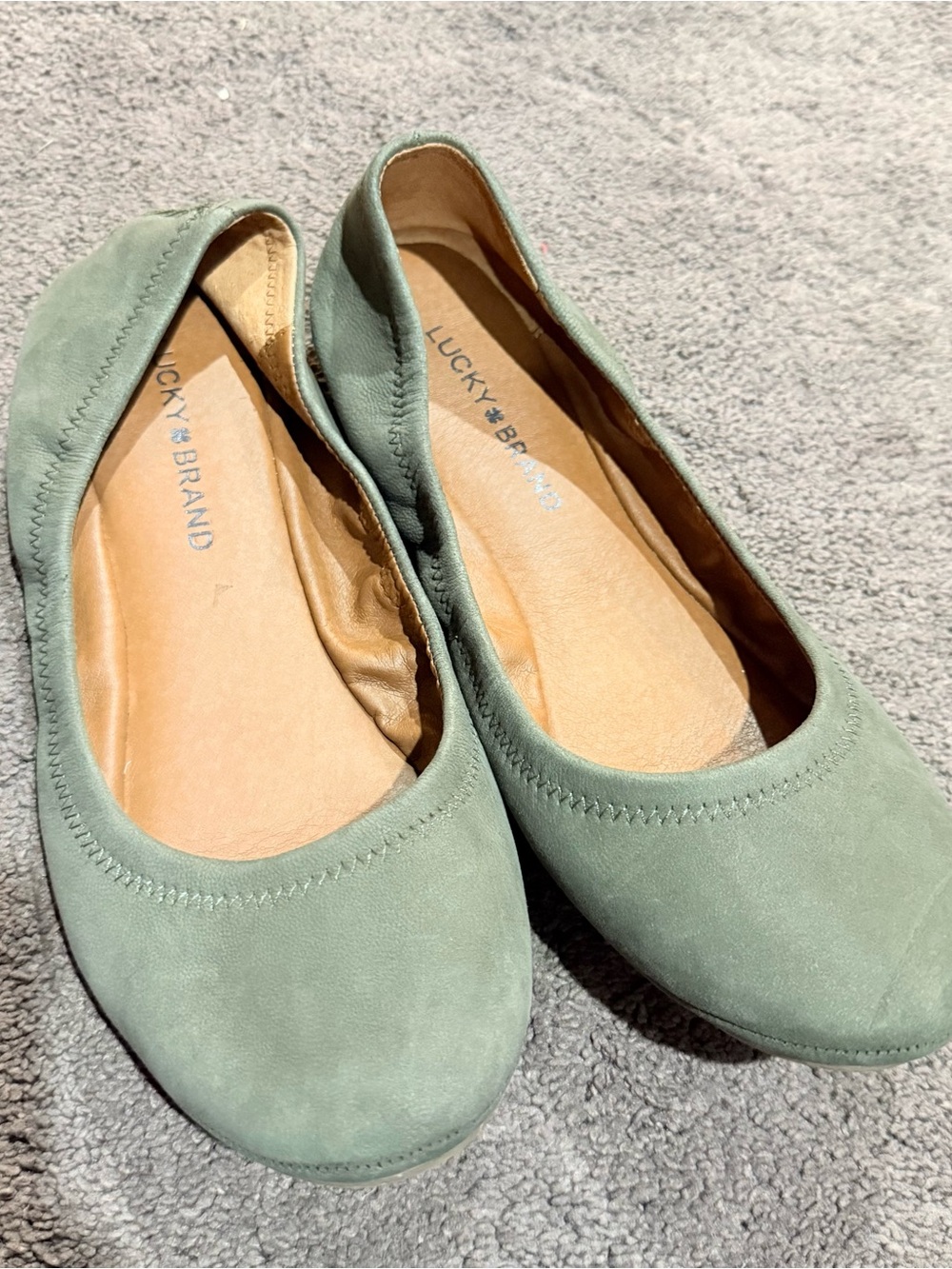 Lucky Brand Women’s Dark Mint Green Suede Ballet Flats - maybe worn 2x max